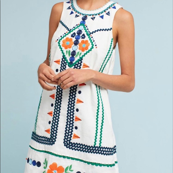 Anthropologie RARE Postmark Embroidered dress - Picture 6 of 10